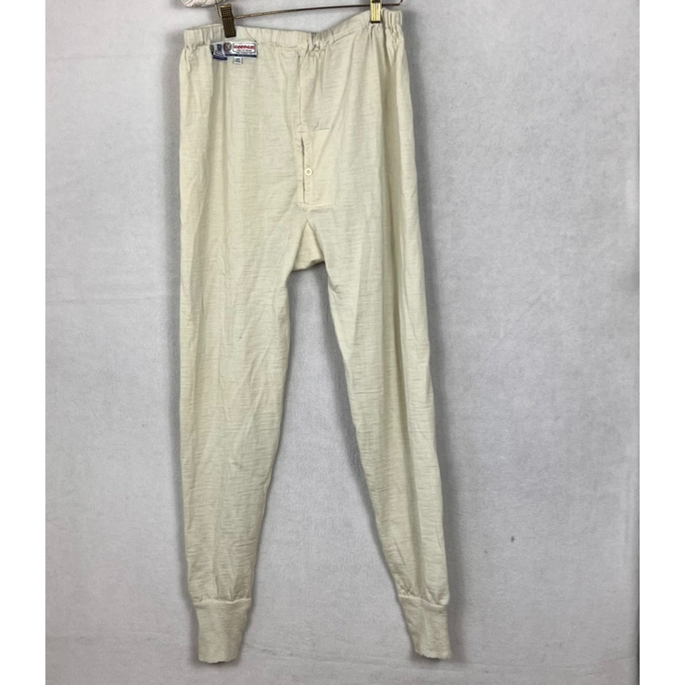 Vintage Roopam Thermal Long John Pants Men's 110 Cms Ivory 100% Pure Wool